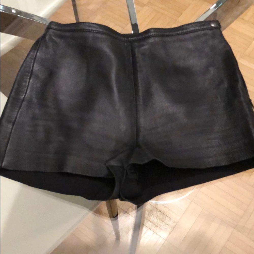 Black leather American apparel mini shorts